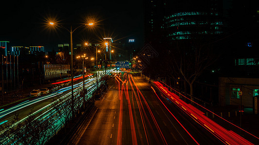 城市道路车轨延时夜景高清图片素材