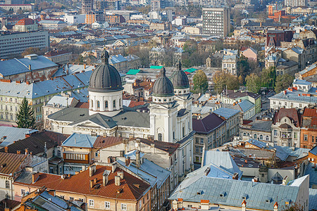 航拍乌克兰利沃夫老城图片