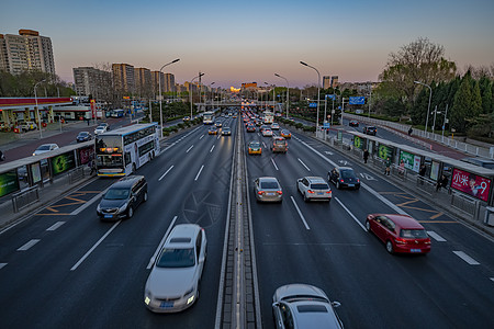 城市公路素材晚霞北京二环路交通背景