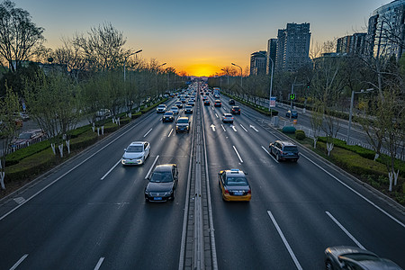 北京现代化晚霞北京德胜门桥二环路背景