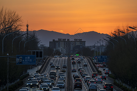 晚霞北京二环路德胜门桥高清图片