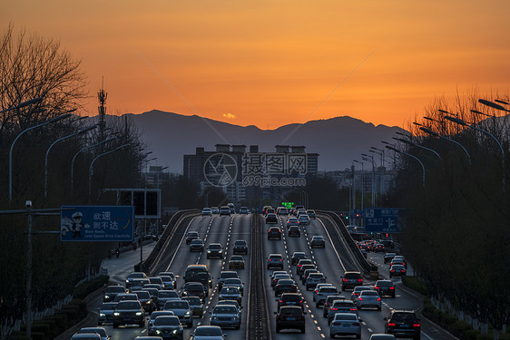 晚霞北京二环路德胜门桥图片