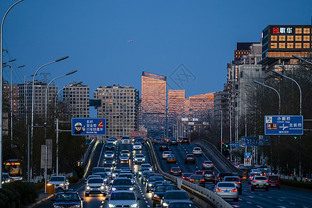 晚霞北京二环路交通图片