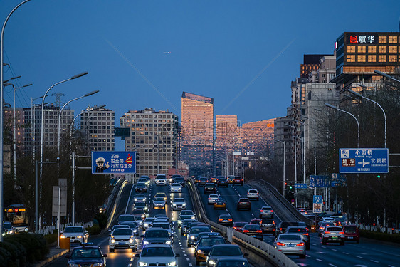 晚霞北京二环路交通图片