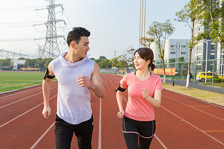 情侣跑步健身背景图片