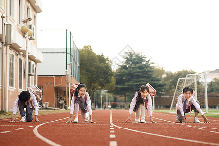 小男孩小女孩小学生奔跑背景