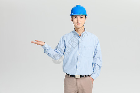 蓝色安全帽工程师背景
