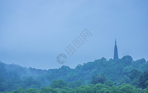 烟雨西湖西湖保椒塔背景