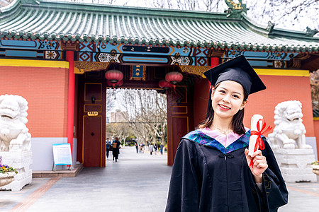 校门口女大学生毕业背景