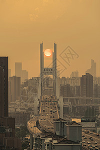 南浦大桥旋日图片