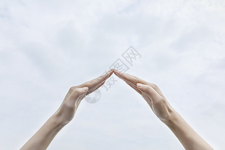 蝶恋花寓意关爱环保手势背景