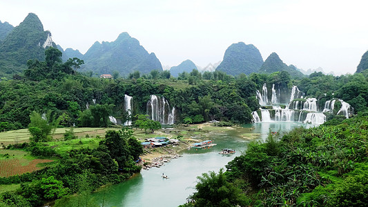 德天跨国瀑布风景广西德天瀑布背景