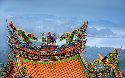 重檐台湾寺庙建筑背景