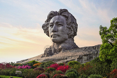 湖南城市长沙橘子洲毛泽东青年艺术雕像背景