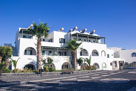 希腊圣托里尼岛的白色建筑背景