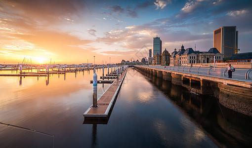 夕阳海滩海岸风光背景