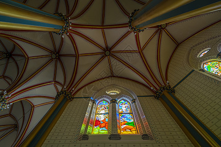 教堂彩色玻璃北京西什库天主堂内景背景