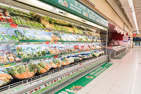 超市进口食品超市购物蔬菜冰柜背景