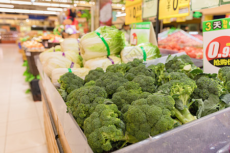 超市蔬果大卖场西兰花背景图片