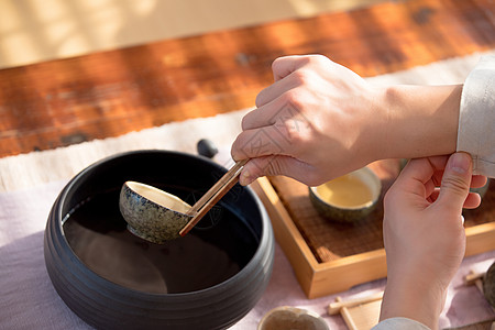 中国风茶古风茶艺师背景