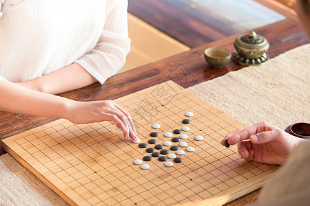 美容模特下棋手部特写背景