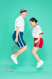 老人运动跳绳图片