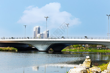 现代城市风光江河跨桥大气背景图片