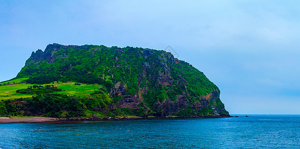 韩国海济州岛城山峰背景