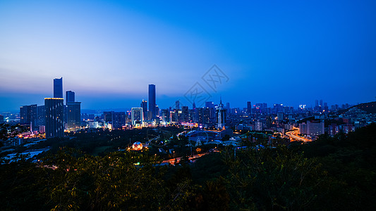 城市街景大连城市天际线背景