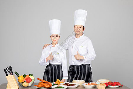 两个厨师厨师服女厨师高清图片