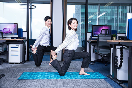 办公室锻炼瑜伽背景图片