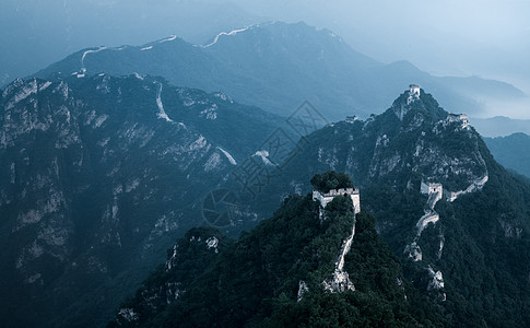 油画长城箭扣长城背景