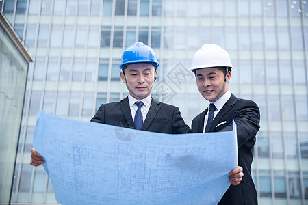 蓝色安全帽男性工程师背景