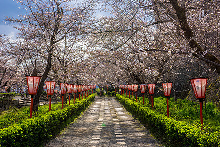 日本津山城步道背景图片