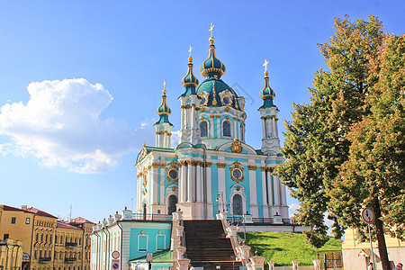 乌克兰首都基辅圣安德鲁教堂背景图片