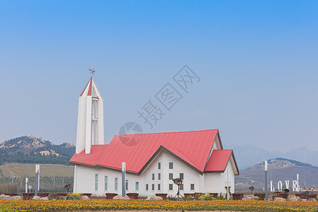 青岛西海岸生态观光园教堂背景