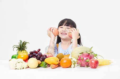 儿童与水果小女孩与水果背景