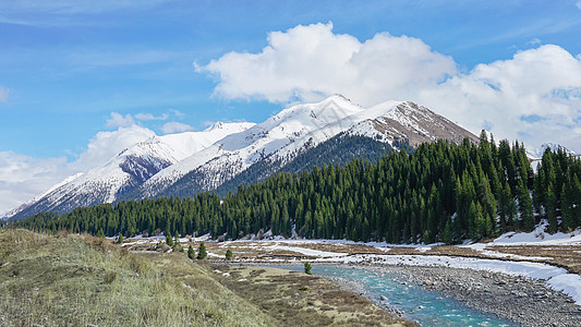 玛尔扎哈新疆伊犁乔尔玛雪山风光背景