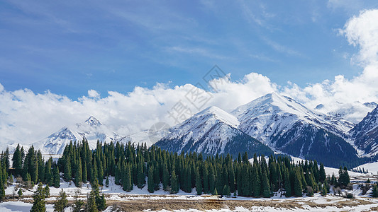 新疆伊犁乔尔玛雪山风光背景图片