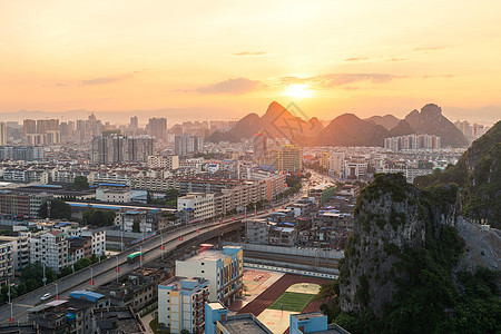 桂林临桂区老城区俯瞰城市风景高清图片