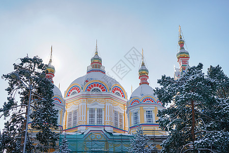 东正教堂哈萨克斯坦升天大教堂背景