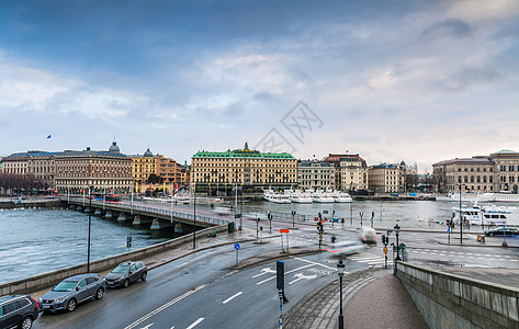 斯德哥尔摩日出城市风光高清图片