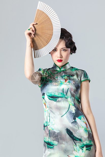 旗袍女性折扇