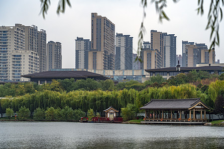 西安曲江池公园背景图片
