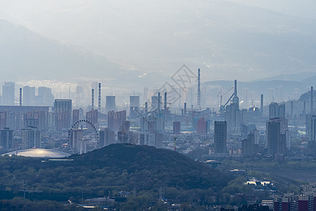 雾霾北京石景山与门头沟建筑高清图片