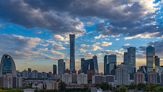 北京建筑群晚霞多云北京国贸建筑群背景