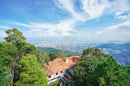 马来西亚旅游马来西亚槟城山山顶别墅背景