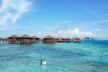 马来西亚旅游马来西亚海岛水屋背景