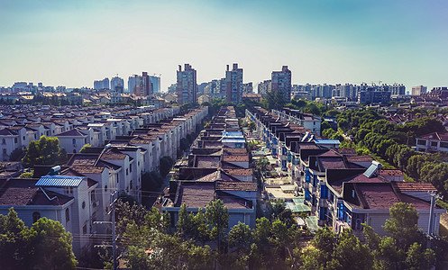 俯瞰上海老石库门建筑群高清图片