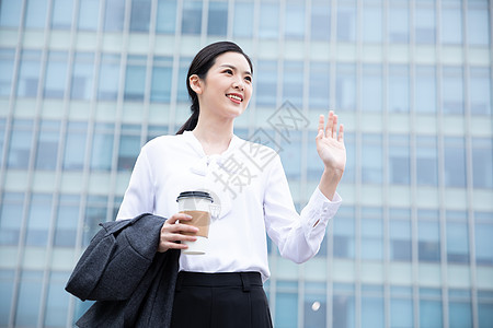 商务女性打招呼背景图片